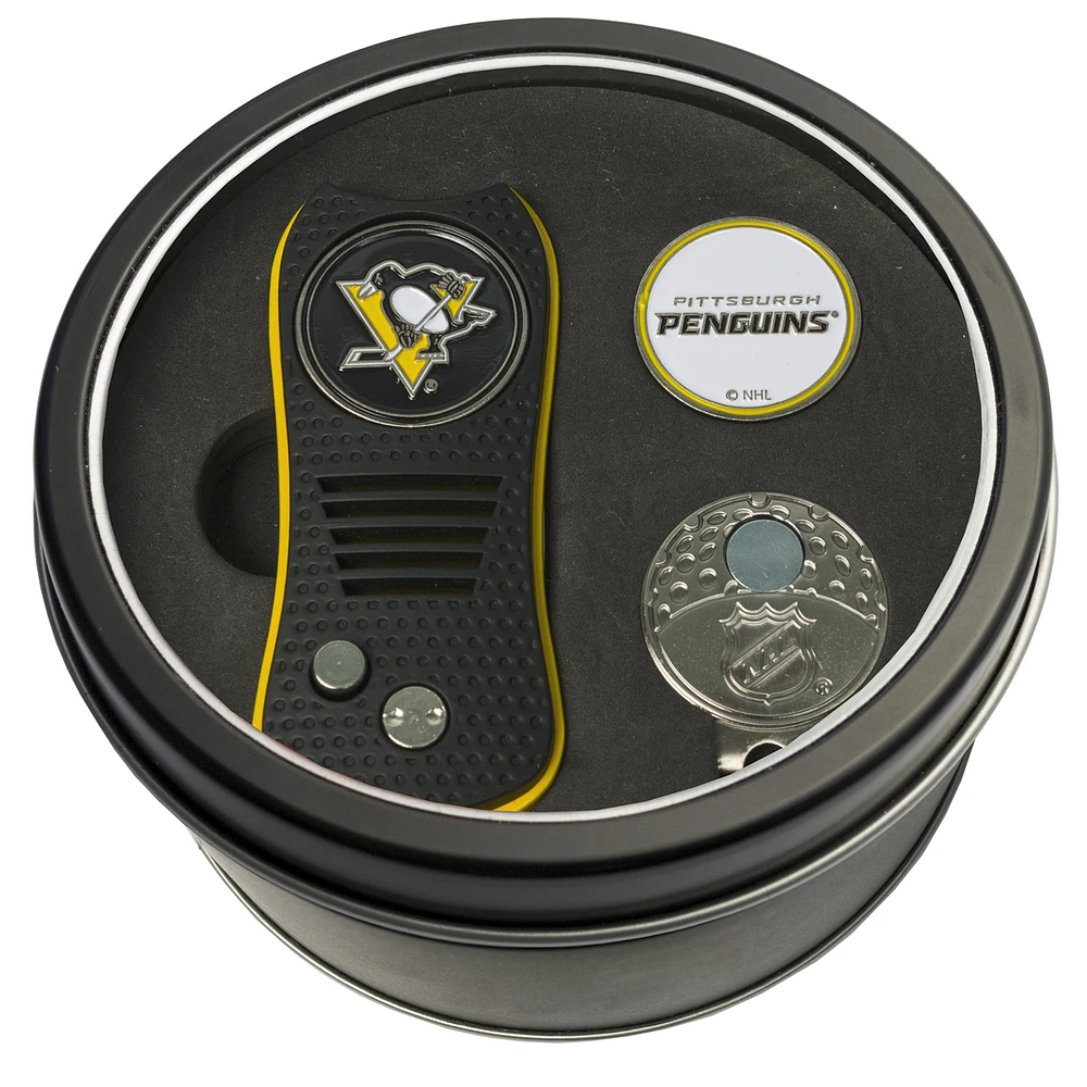 Pittsburgh Penguins Divot Tool Ball Marker & Cap Clip Personalized Tin Gift Set