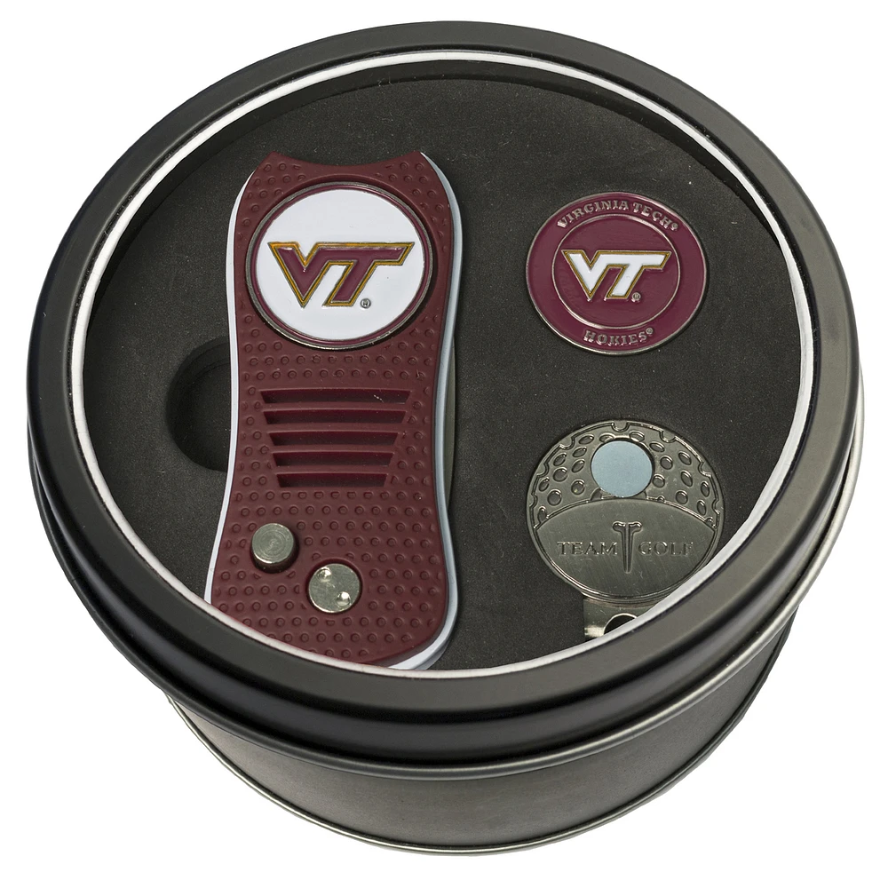 Virginia Tech Hokies Divot Tool Ball Marker & Cap Clip Personalized Tin Gift Set