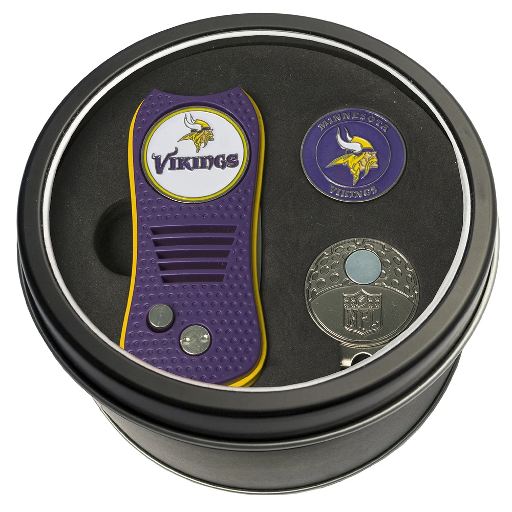 Minnesota Vikings Divot Tool Ball Marker & Cap Clip Personalized Tin Gift Set