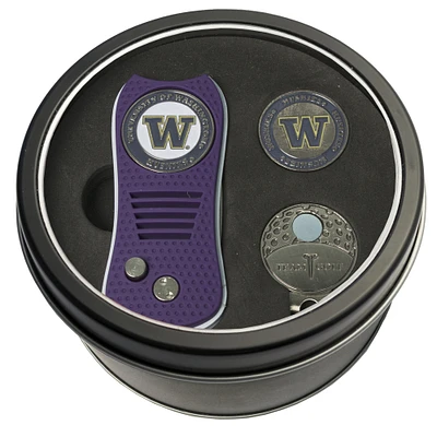 Washington Huskies Divot Tool Ball Marker & Cap Clip Personalized Tin Gift Set