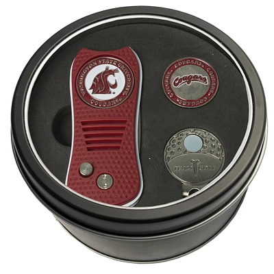 Washington State Cougars Divot Tool Ball Marker & Cap Clip Personalized Tin Gift Set