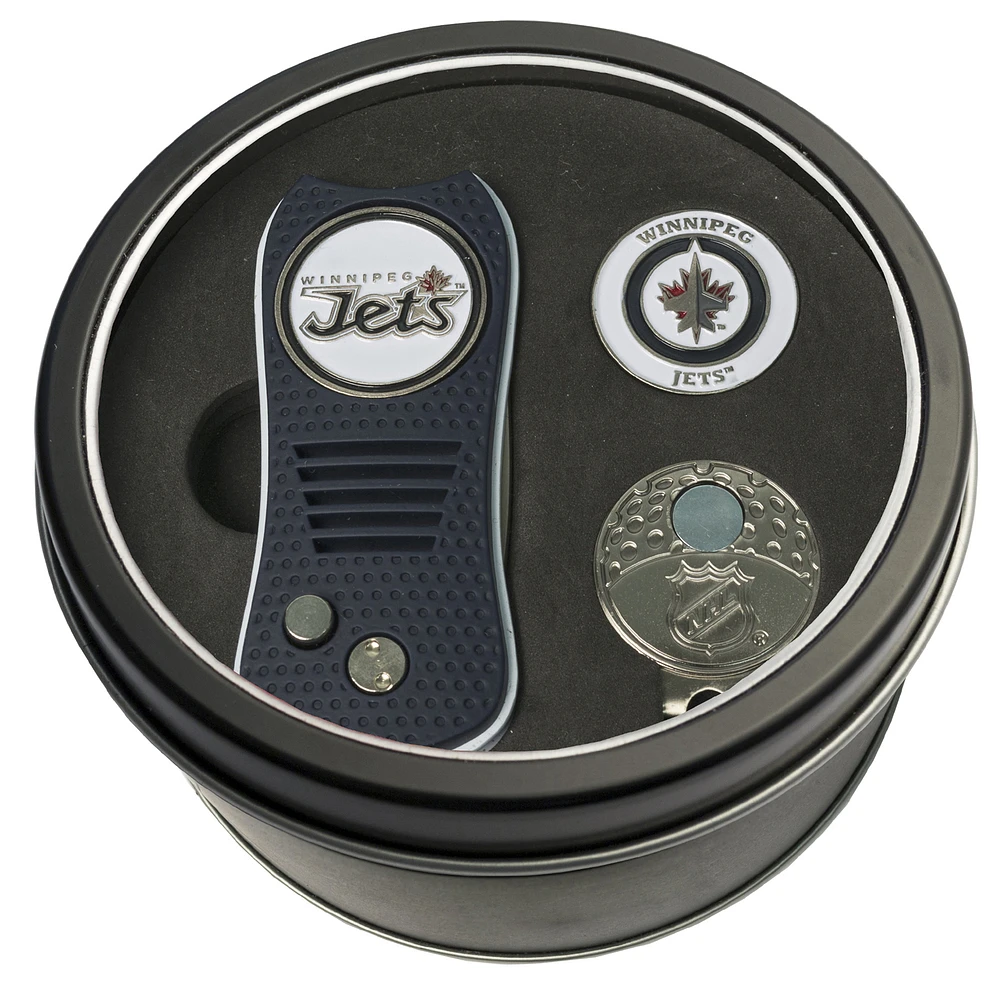 Winnipeg Jets Divot Tool Ball Marker & Cap Clip Personalized Tin Gift Set