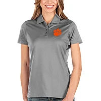 Women's Antigua Charcoal Clemson Tigers Balance Polo