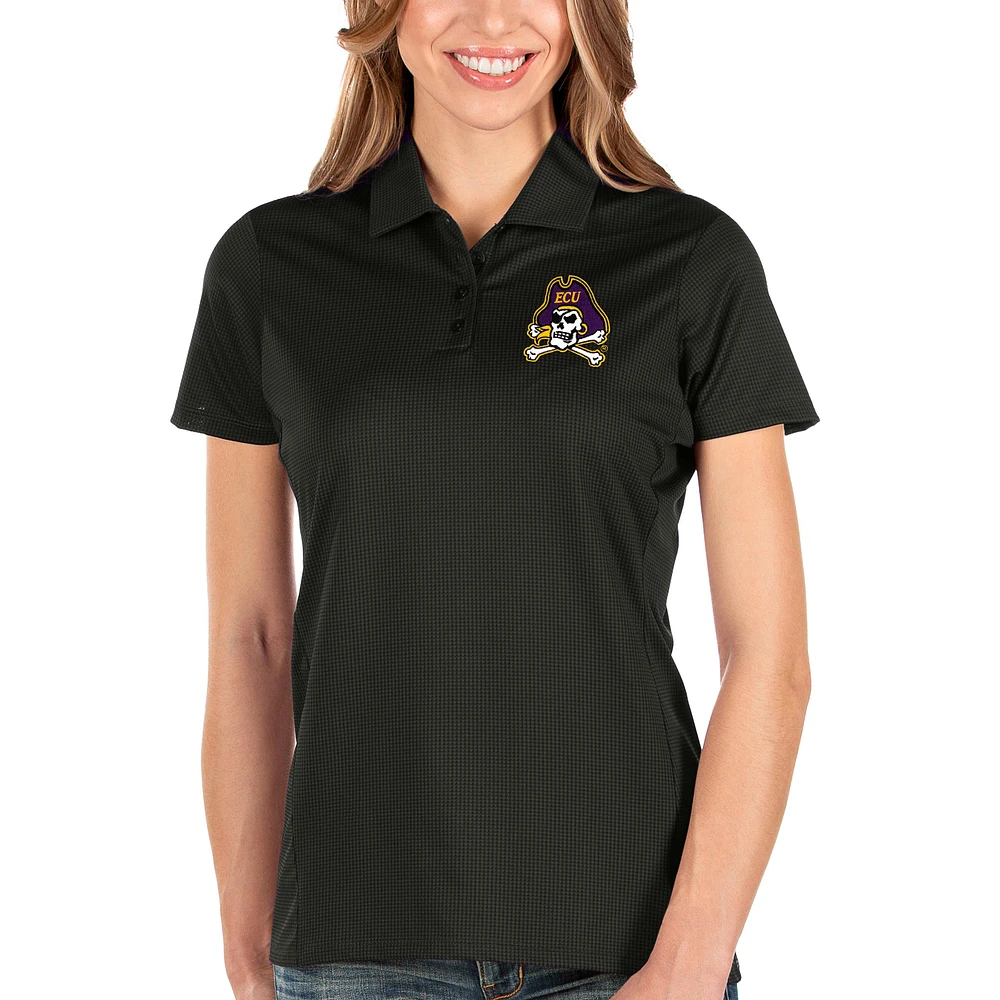 Women's Antigua Black ECU Pirates Balance Polo