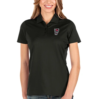 Women's Antigua Black NC State Wolfpack Balance Polo