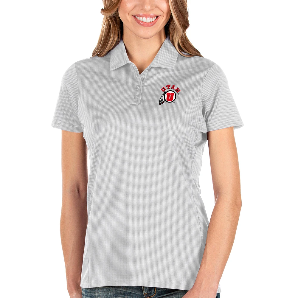 Women's Antigua White Utah Utes Balance Polo