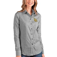 Women's Antigua Black/White Cal State Long Beach The Beach Structure Button-Up Shirt