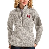 Women's Antigua Oatmeal Western Kentucky Hilltoppers Fortune Half-Zip Pullover Sweater
