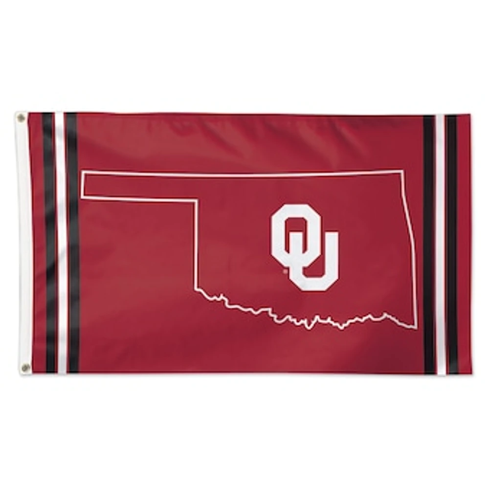 WinCraft Oklahoma Sooners 3' x 5' Deluxe State Shape Design Single-Sided Flag