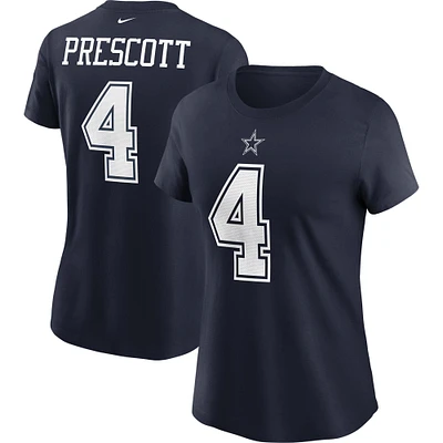 Women's Nike Dak Prescott Navy Dallas Cowboys Name & Number T-Shirt