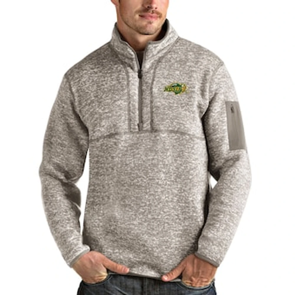 Men's Antigua Oatmeal NDSU Bison Fortune Half-Zip Pullover Jacket