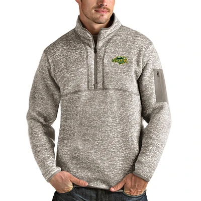 Men's Antigua Oatmeal NDSU Bison Fortune Half-Zip Pullover Jacket