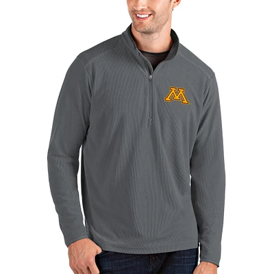 Men's Antigua Gray/Charcoal Minnesota Golden Gophers Glacier Quarter-Zip Pullover Jacket