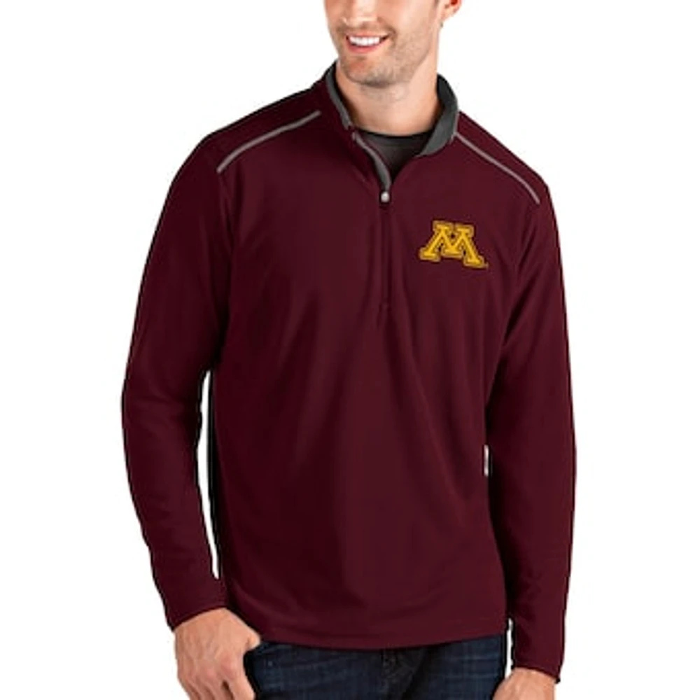 Men's Antigua Maroon/Charcoal Minnesota Golden Gophers Glacier Quarter-Zip Pullover Jacket