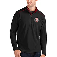 Men's Antigua Black/Charcoal San Diego State Aztecs Glacier Quarter-Zip Pullover Jacket