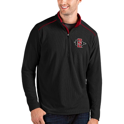 Men's Antigua Black/Charcoal San Diego State Aztecs Glacier Quarter-Zip Pullover Jacket