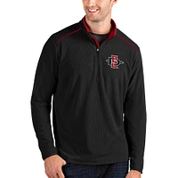 Men's Antigua Black/Charcoal San Diego State Aztecs Glacier Quarter-Zip Pullover Jacket