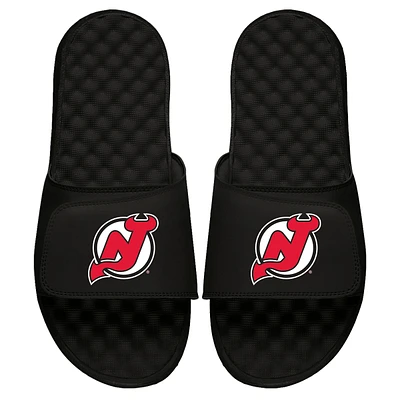 Youth ISlide Black New Jersey Devils Primary Logo Slide Sandals