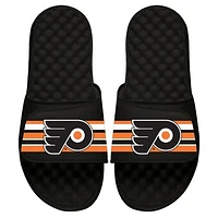 Men's ISlide Black Philadelphia Flyers Stripe Logo Slide Sandals