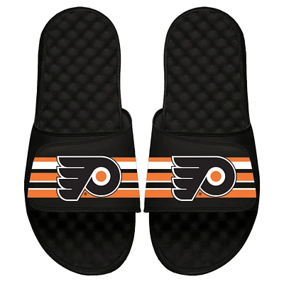 Men's ISlide Black Philadelphia Flyers Stripe Logo Slide Sandals