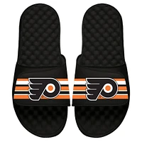 Men's ISlide Black Philadelphia Flyers Stripe Logo Slide Sandals