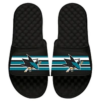 Men's ISlide Black San Jose Sharks Stripe Logo Slide Sandals