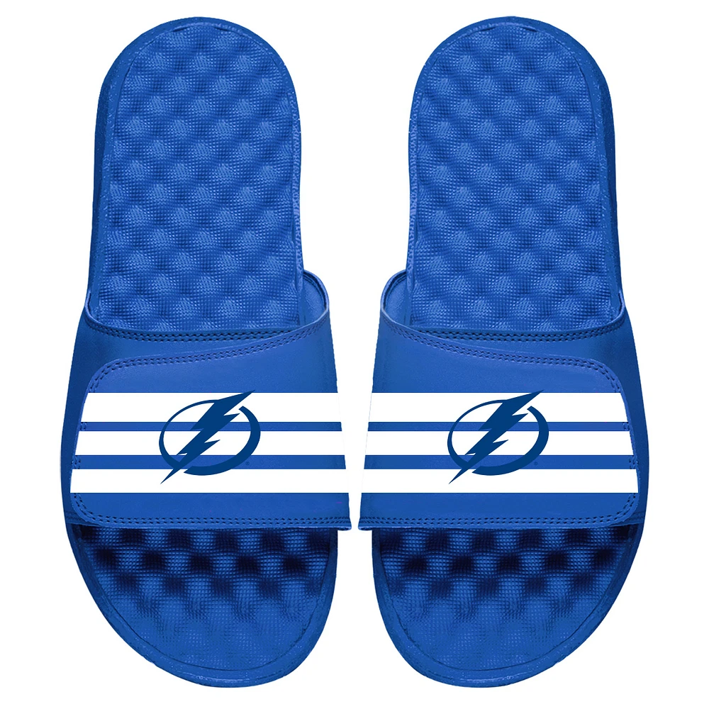 Men's ISlide Royal Tampa Bay Lightning Stripe Logo Slide Sandals