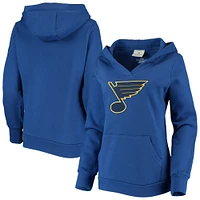 Women's Fanatics Blue St. Louis Blues Primary Team Logo Fleece V-Neck Pullover Hoodie