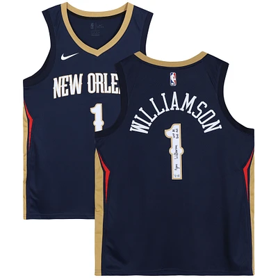 Zion Williamson Navy New Orleans Pelicans Autographed Nike Swingman Jersey with "2019 #1 Draft Pick" Inscription