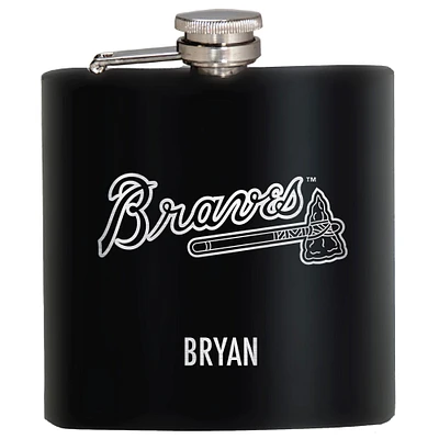 Black Atlanta Braves 6oz. Personalized Stealth Hip Flask