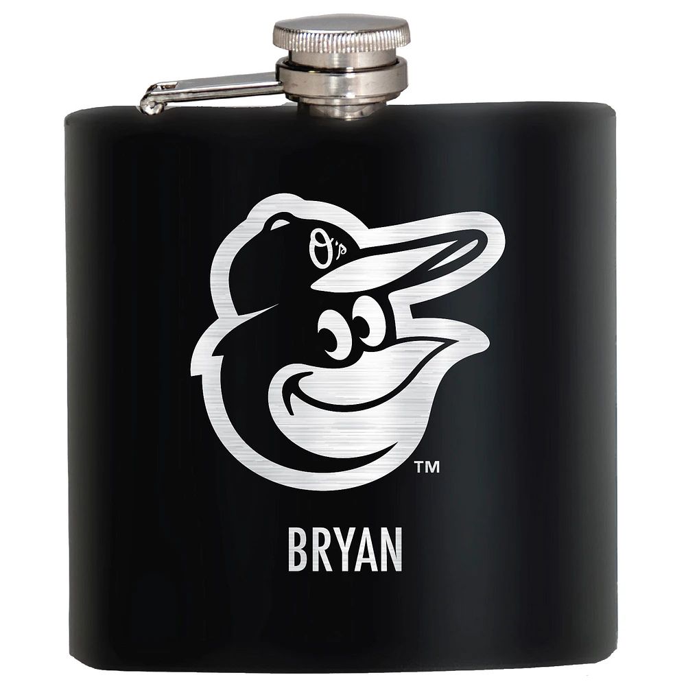 Black Baltimore Orioles 6oz. Personalized Stealth Hip Flask