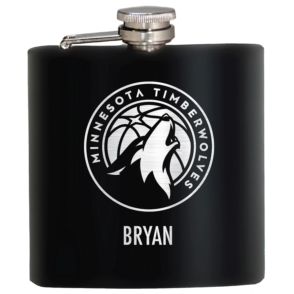Black Minnesota Timberwolves 6oz. Personalized Stealth Hip Flask