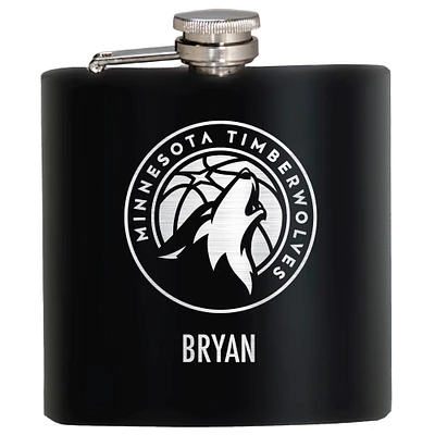 Black Minnesota Timberwolves 6oz. Personalized Stealth Hip Flask