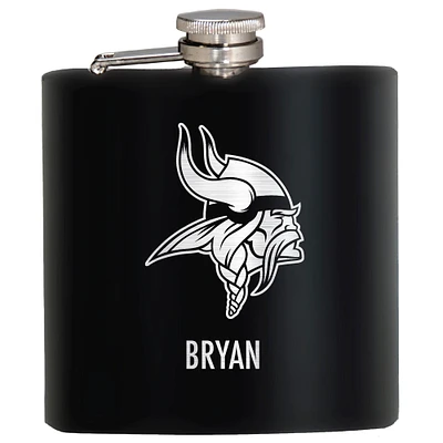 Black Minnesota Vikings 6oz. Personalized Stealth Hip Flask