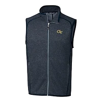 Men's Cutter & Buck Navy GA Tech Yellow Jackets Mainsail Full-Zip Vest