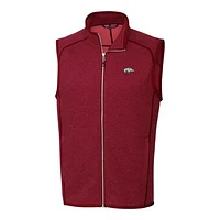 Men's Cutter & Buck Cardinal Arkansas Razorbacks Mainsail Full-Zip Vest