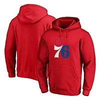 Men's Fanatics Red Philadelphia 76ers Icon Primary Logo Fitted Pullover Hoodie