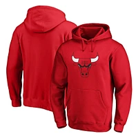 Men's Fanatics Red Chicago Bulls Icon Primary Logo Fitted Pullover Hoodie