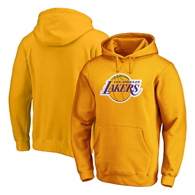 Men's Fanatics Gold Los Angeles Lakers Icon Primary Logo Fitted Pullover Hoodie