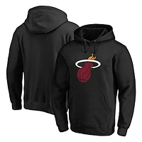 Men's Fanatics Black Miami Heat Icon Primary Logo Fitted Pullover Hoodie