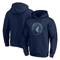 Men's Fanatics Navy Minnesota Timberwolves Icon Primary Logo Fitted Pullover Hoodie