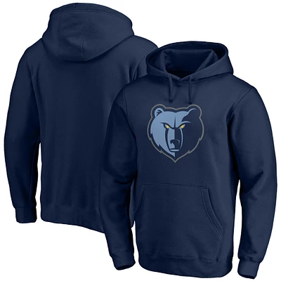 Men's Fanatics Navy Memphis Grizzlies Icon Primary Logo Fitted Pullover Hoodie