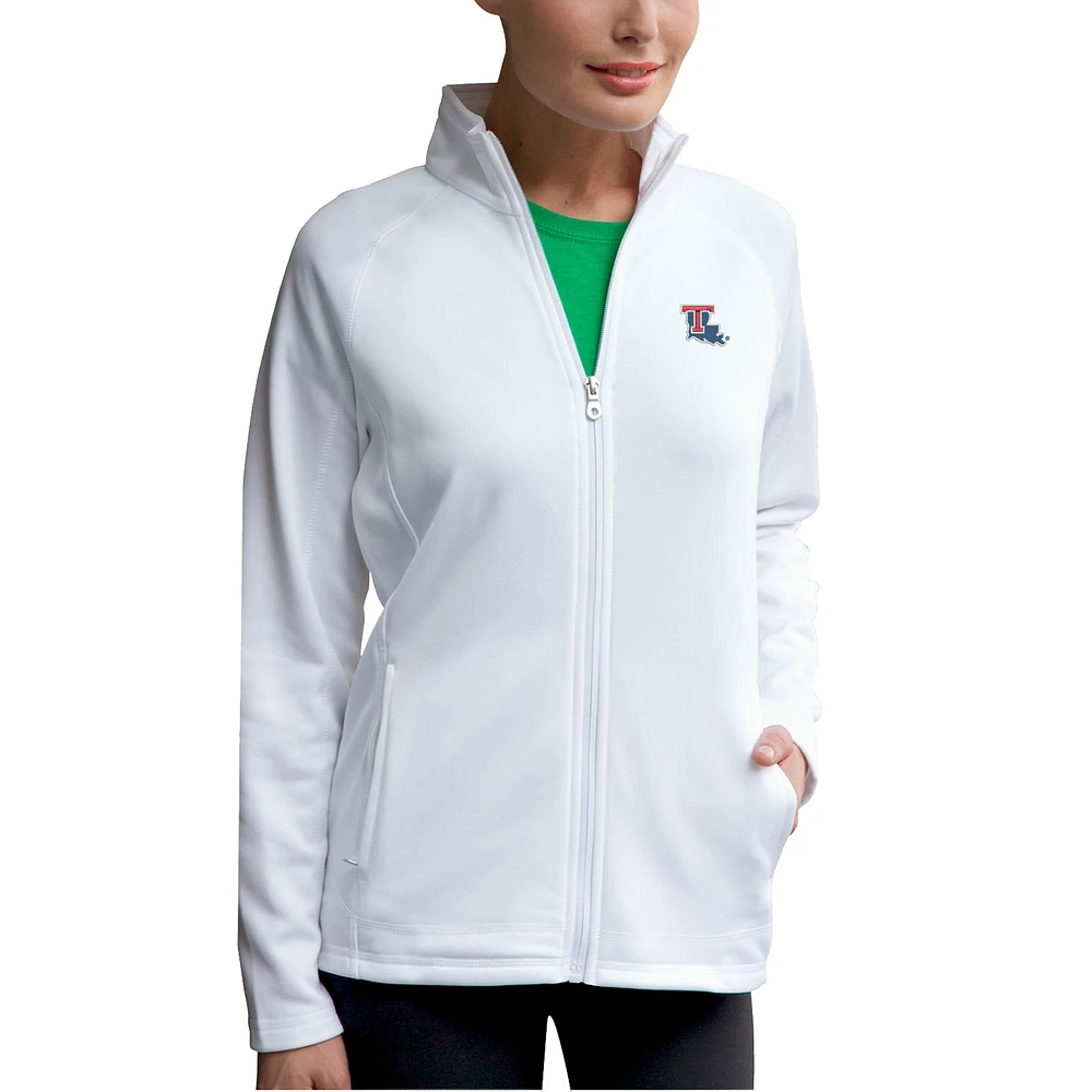 Women's White Louisiana Tech Bulldogs Brushed Back Micro-Fleece Full-Zip Jacket