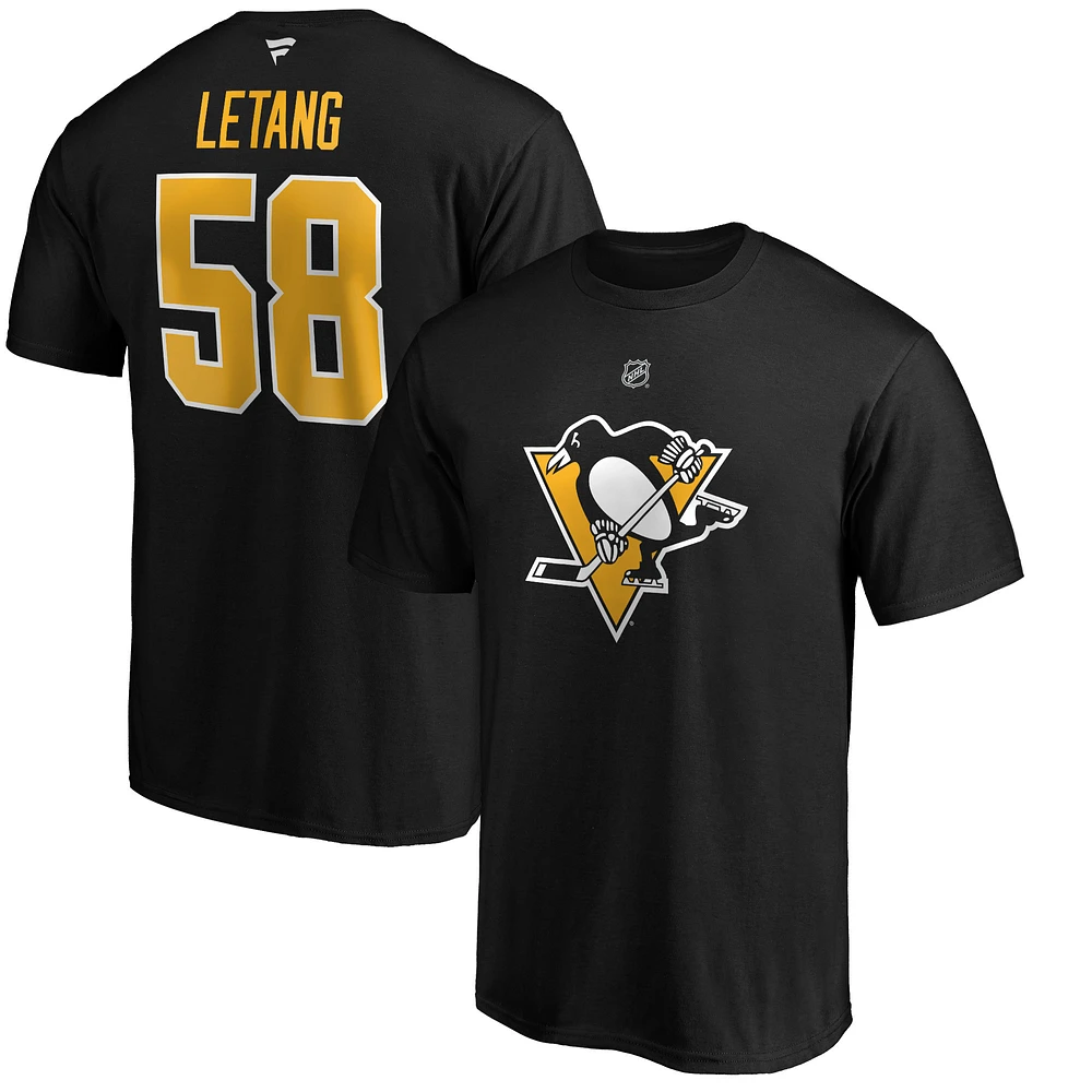 Men's Fanatics Kris Letang Black Pittsburgh Penguins Team Authentic Stack Name & Number T-Shirt