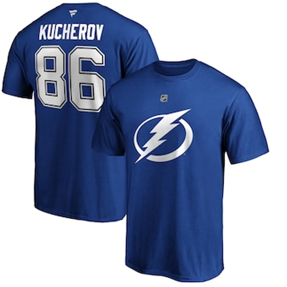 Men's Fanatics Nikita Kucherov Blue Tampa Bay Lightning Team Authentic Stack Name & Number T-Shirt