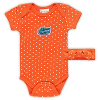 Girls Infant Orange Florida Gators Hearts Bodysuit & Headband Set