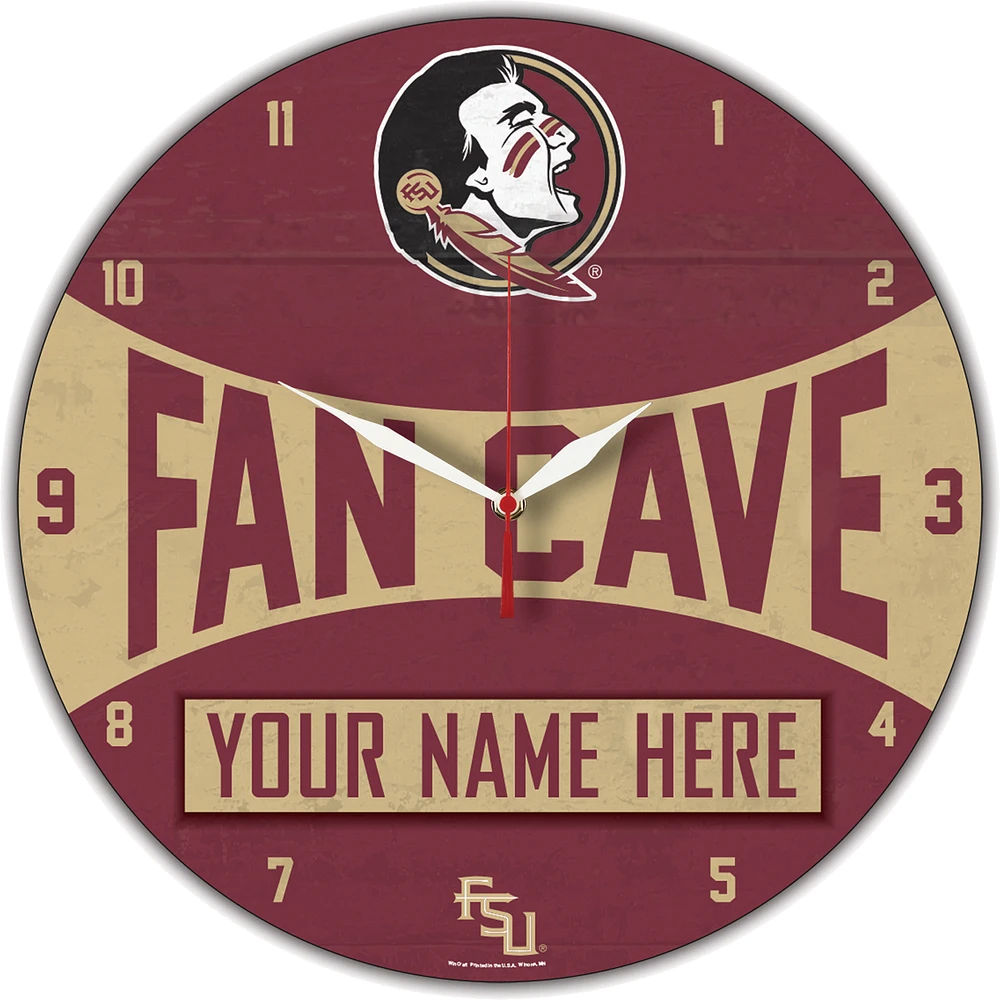 WinCraft Florida State Seminoles Personalized 14'' Round Wall Clock