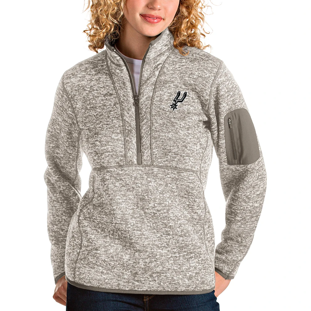 Women's Antigua Natural San Antonio Spurs Fortune Quarter-Zip Pullover Jacket