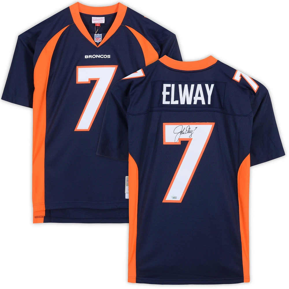 John Elway Denver Broncos Autographed Mitchell & Ness Navy Replica Jersey