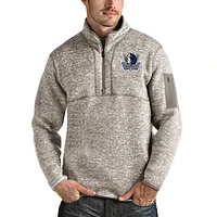 Men's Antigua Natural Dallas Mavericks Fortune Quarter-Zip Pullover Jacket